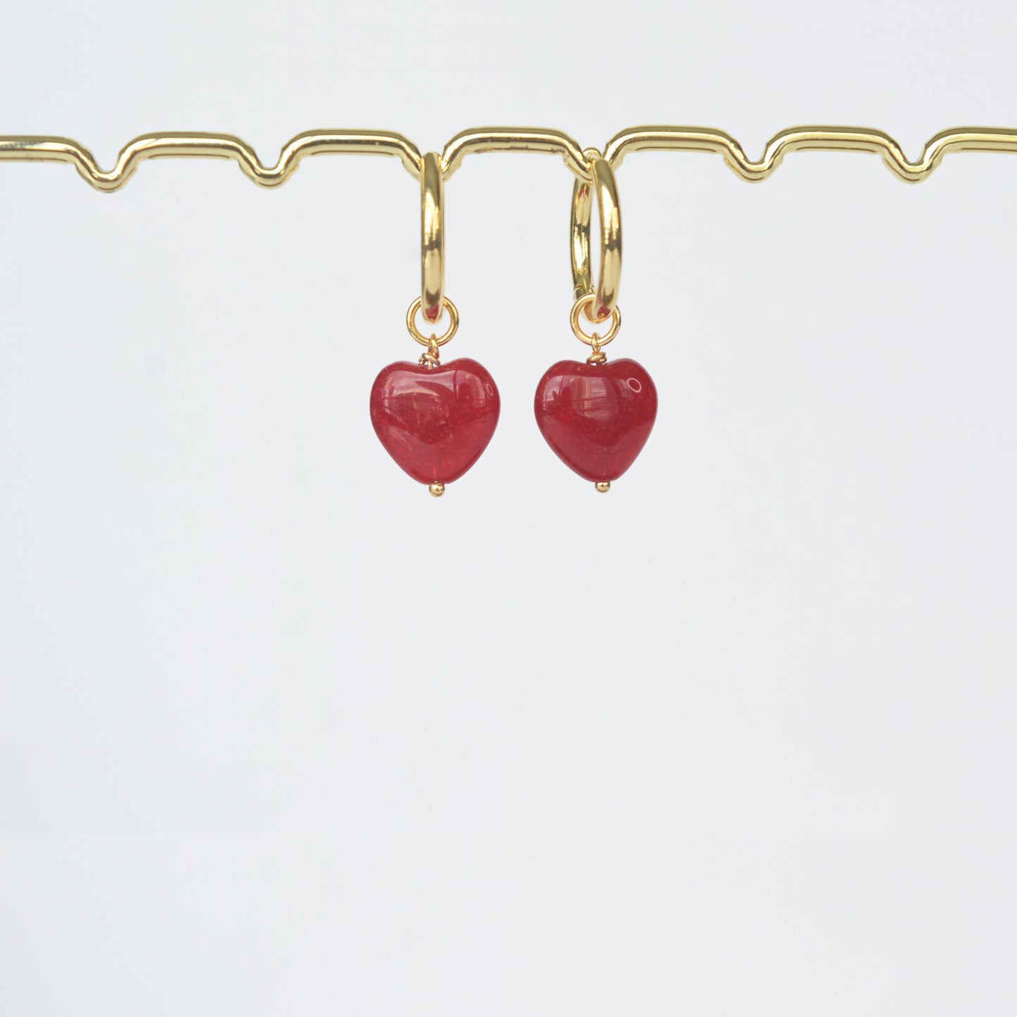 Arete Corazon Agata Rojo