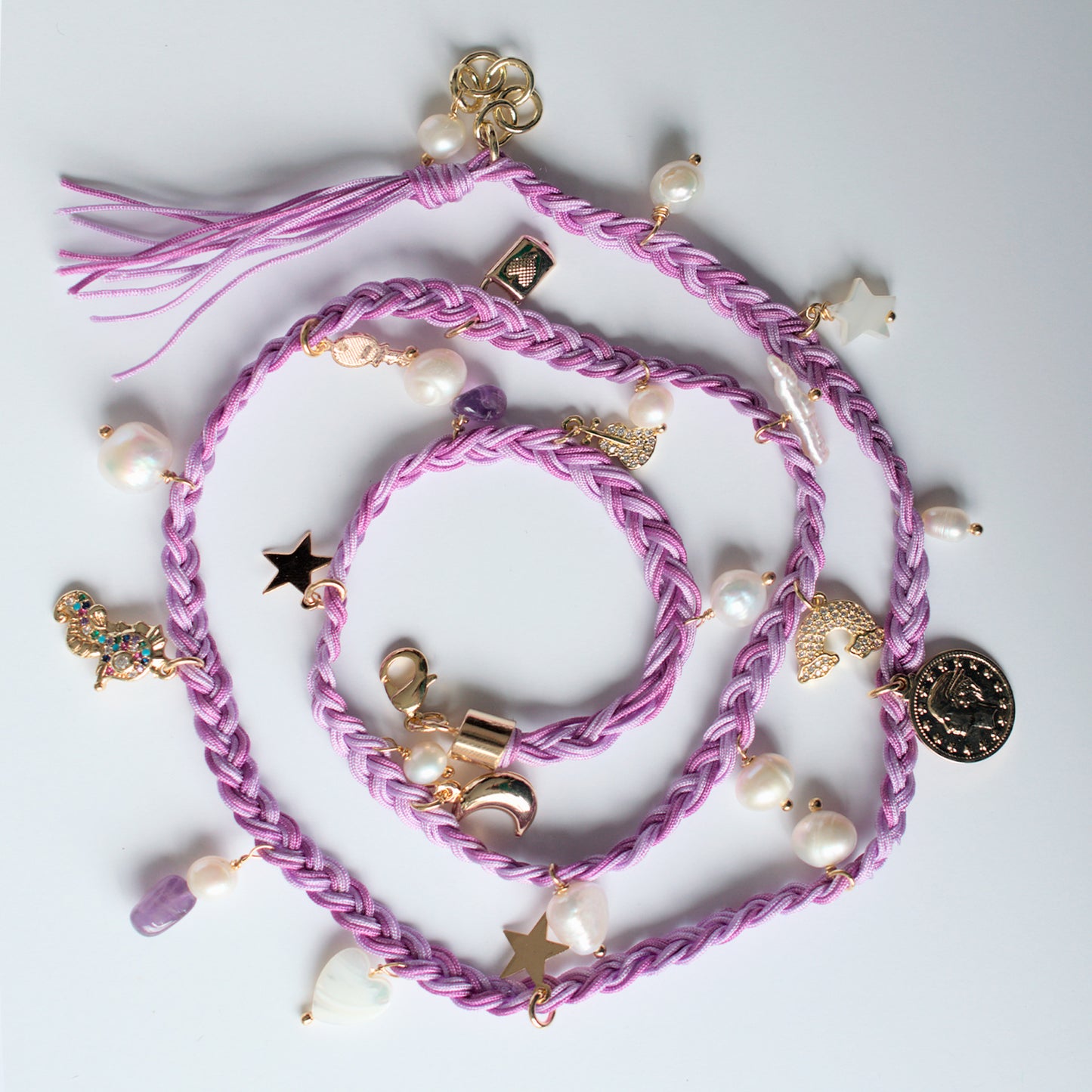 Pulsera Cordon Lila con Charms