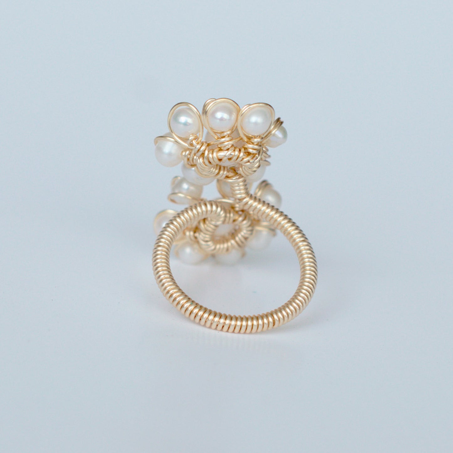 Anillo Doble Flor Perlas