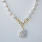 Collar Perla Cuadrada con Cadena Mix