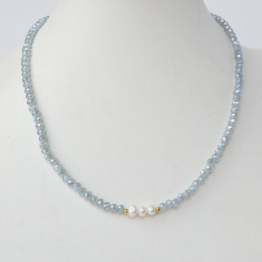 Collar Cristales Gris