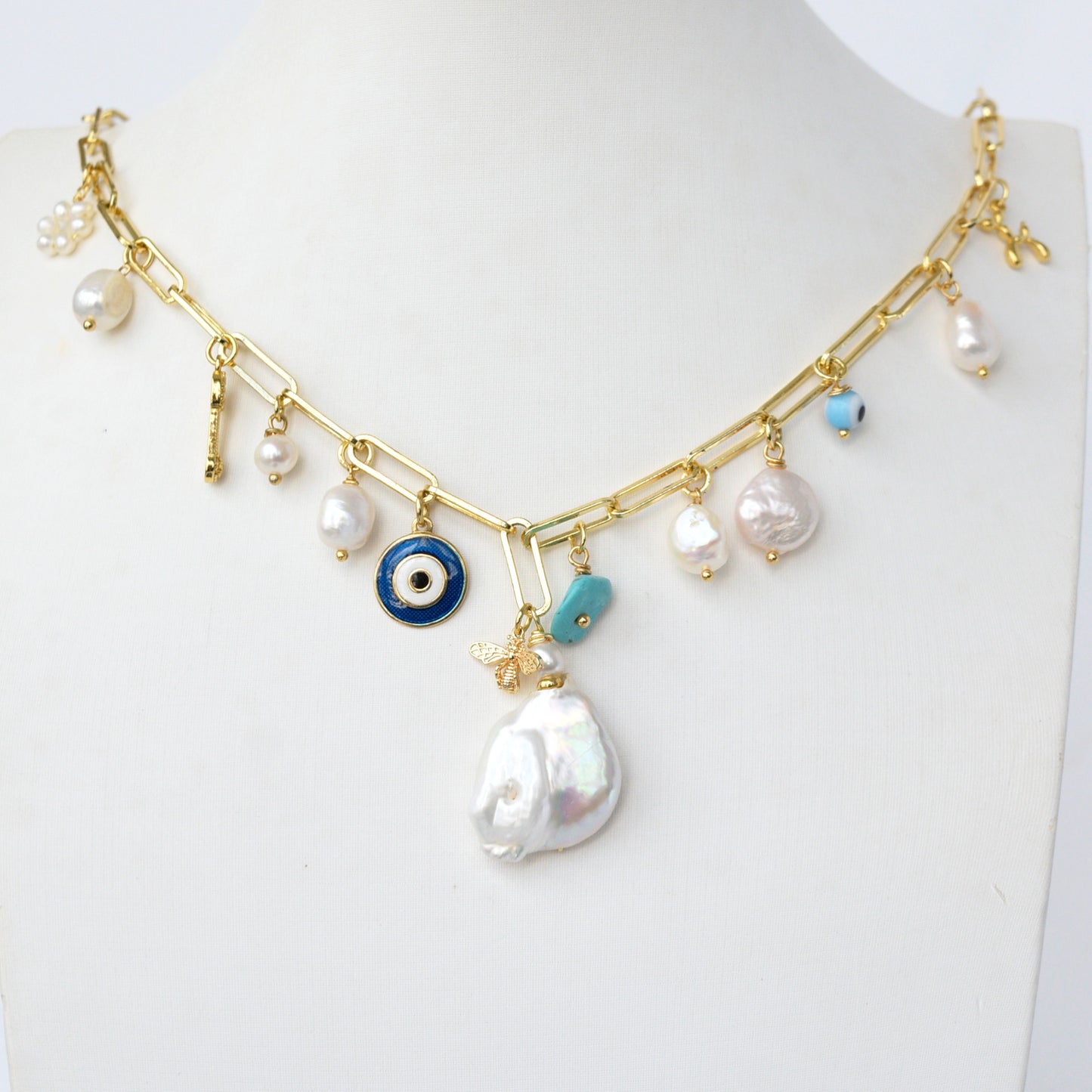 Collar Charms y Perla Barroca