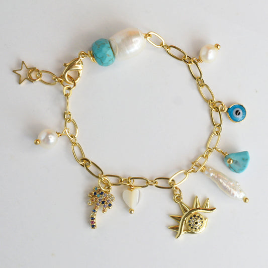 Pulsera Charms Turquesas